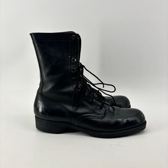 Vintage 1972 Genesco Mens Size 9 Black Tactical Leather Lace-Up Combat Military main image 5